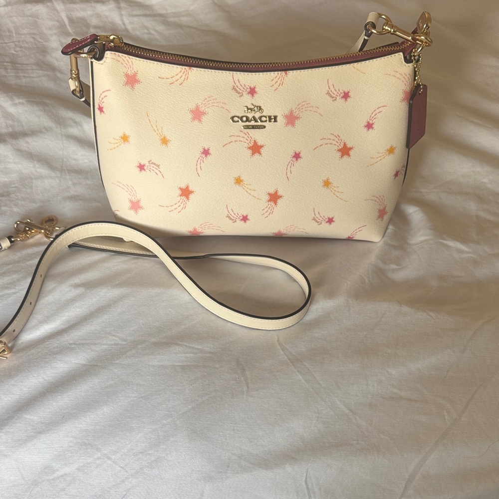 Coach Cream shoulder bag (with strap)with Pink & Orange Shooting Star Print